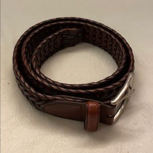 Fossil Brown Braided Belt Men 32